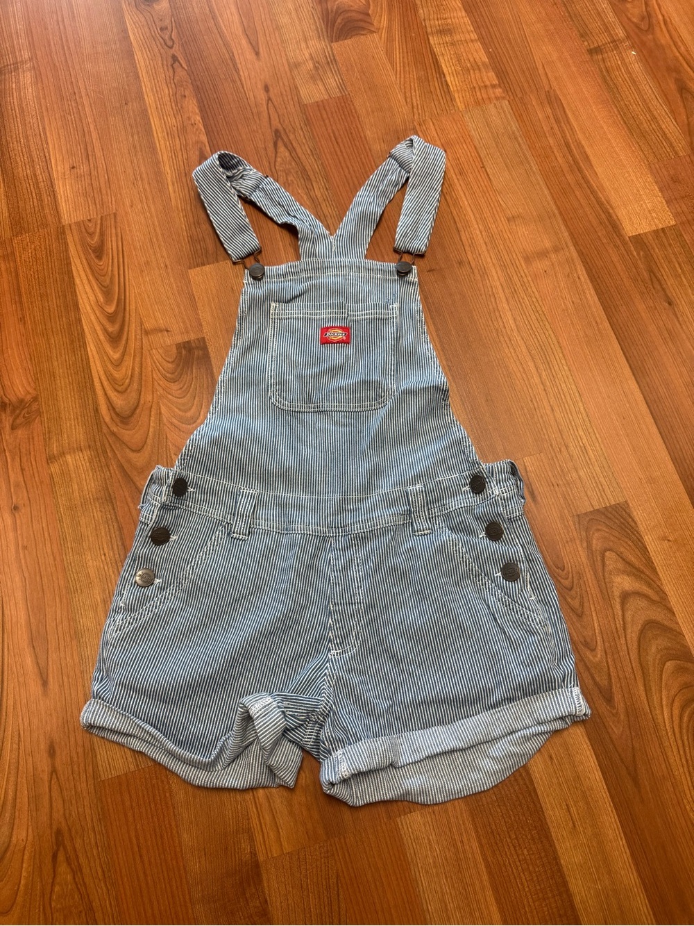 Dickies Blue and White Striped Short Overalls